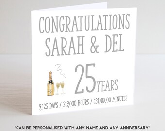25th Wedding Card Etsy