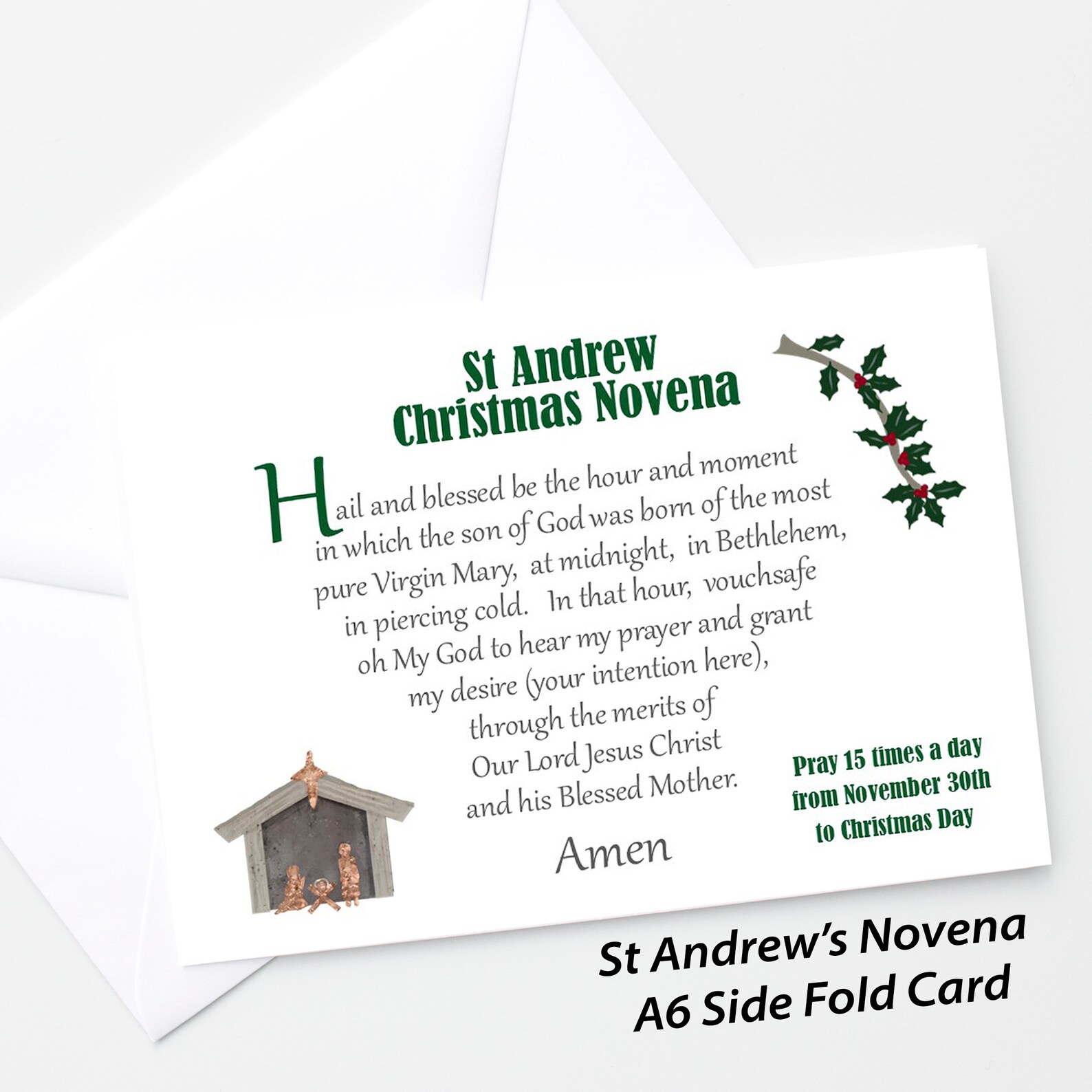 St Andrew's Christmas Novena A6 Card Catholic Prayer Card Etsy UK