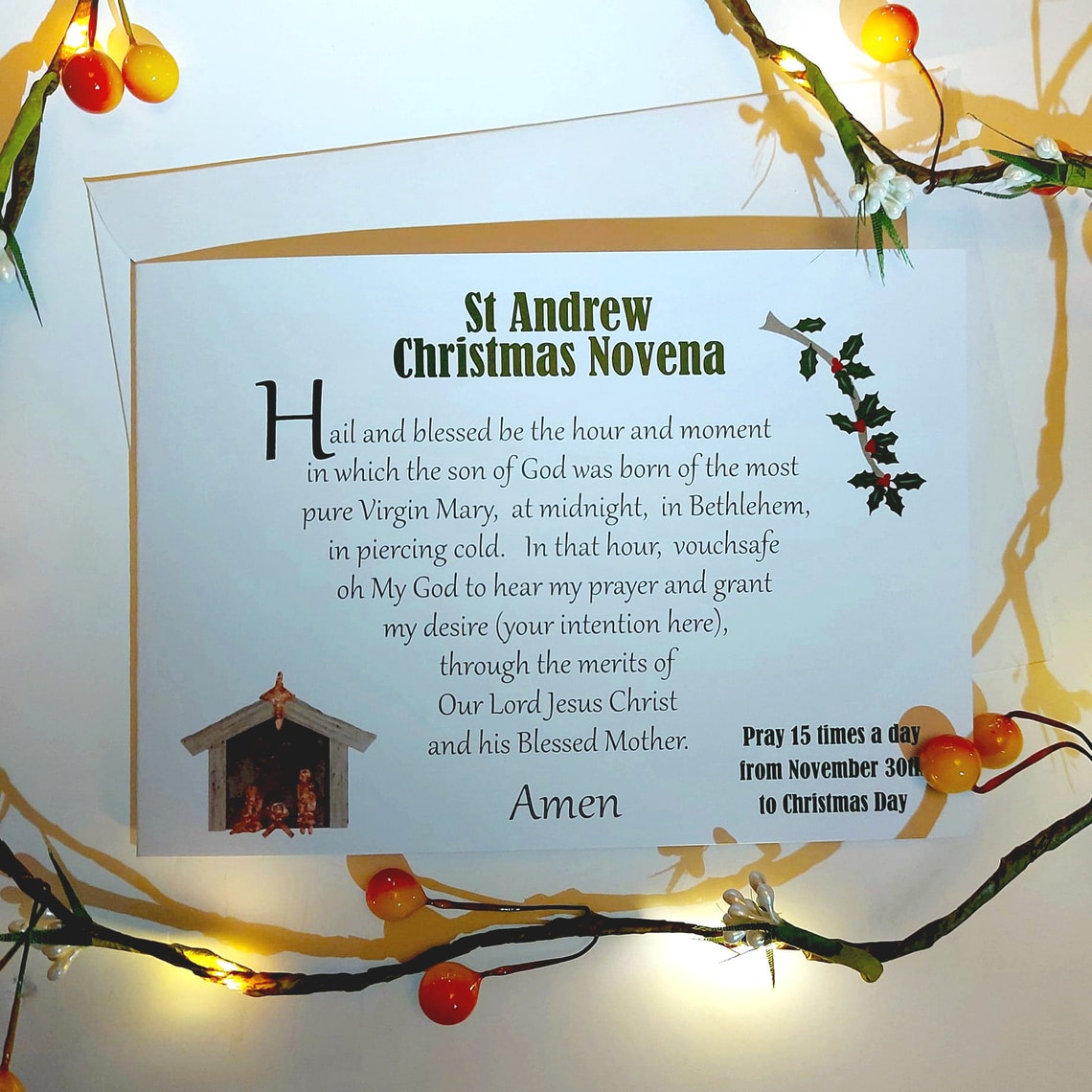 St Andrew's Christmas Novena A6 Card Catholic Prayer Card Etsy UK