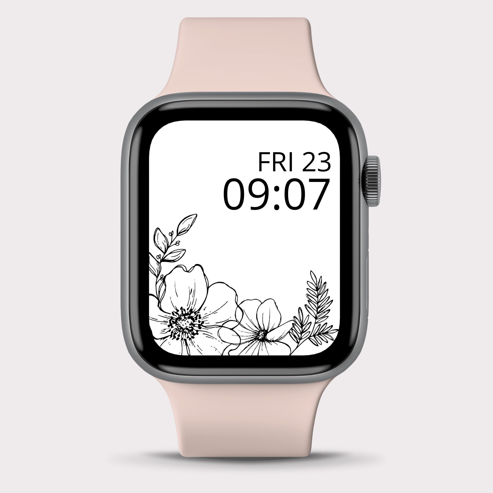Apple Watch Faces Apple Watch Wallpaper Black & White Floral Line