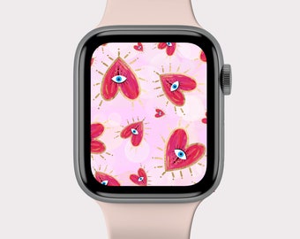 Apple Watch Faces / Fondo de pantalla del Apple Watch / Evil Eye Love Heart Griego Turco / Smart Watch