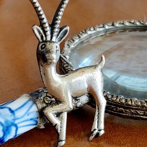 1940s Antique Mexico Sterling Silver Gazelle Brooch