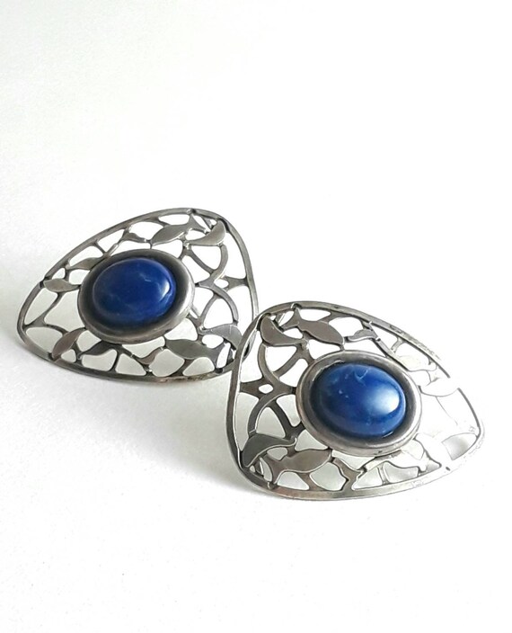 10 cm long Original Hippie Girl Lapis Lazuli earrings 1970s retro vintage hanging earrings earrings natural stone /& glass beads stud earrings