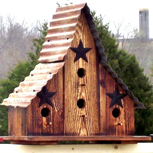The Old Barn Bird House Solid Cedar Wood Unique Handmade in USA 