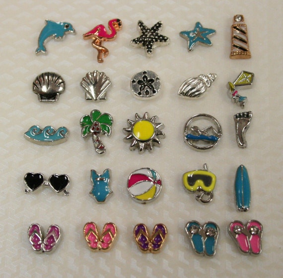 Summer Days Charms ~ Beaches Collection ~ Floating Charms ~ Compatible with  Most Brands Like Origami Owl and South Hill Designs