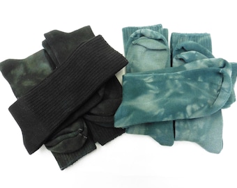 Hand Dyed Bamboo Rayon Socks, Black or Gray, Two Adult Sizes, They Make My Feet Smile, Soft Comfortable Bamboo Socks