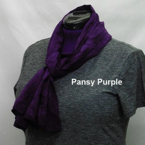 Hand Dyed Bamboo Rayon Scarves. Butter-Soft Hand in a Variety of Colors Pansy Purple