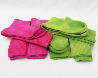 Hand Dyed Bamboo Rayon Socks Hot Pink or Lime Green Two Adult sizes. They make My Feet Smile.  Soft Comfortable Bamboo Socks