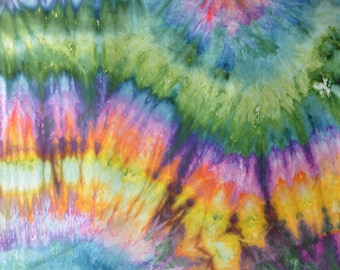 Rainbow Green - Snow & Ice Dyed Cotton Fabric by Marbled Arts