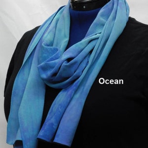 Hand Dyed Bamboo Rayon Scarves. Butter-Soft Hand in a Variety of Colors Ocean