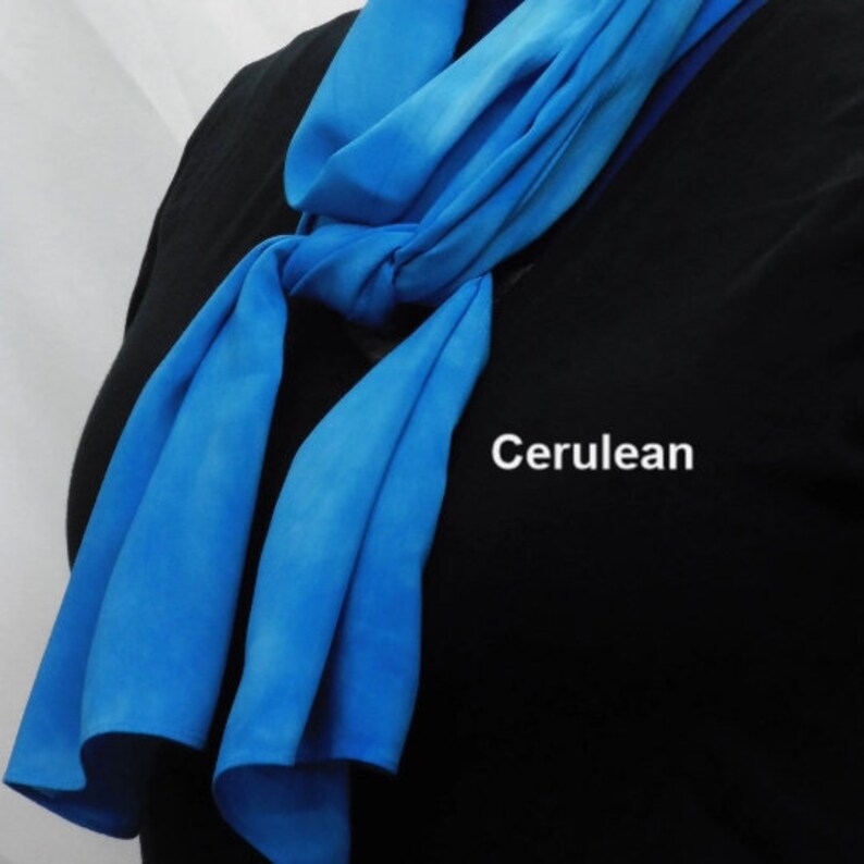 Hand Dyed Bamboo Rayon Scarves. Butter-Soft Hand in a Variety of Colors Cerulean