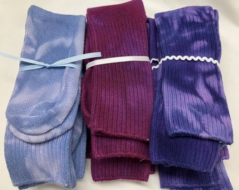Hand Dyed Bamboo Rayon Socks  Maroon, Violet, Storm, Plum  Two Adult sizes They make My Feet Smile.  Soft Comfortable Bamboo Socks
