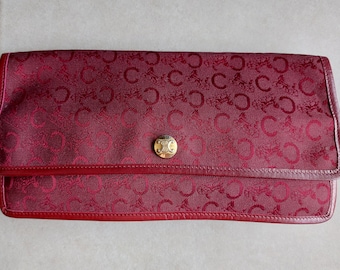 Vintage Céline Bordeaux canvas clutch bag