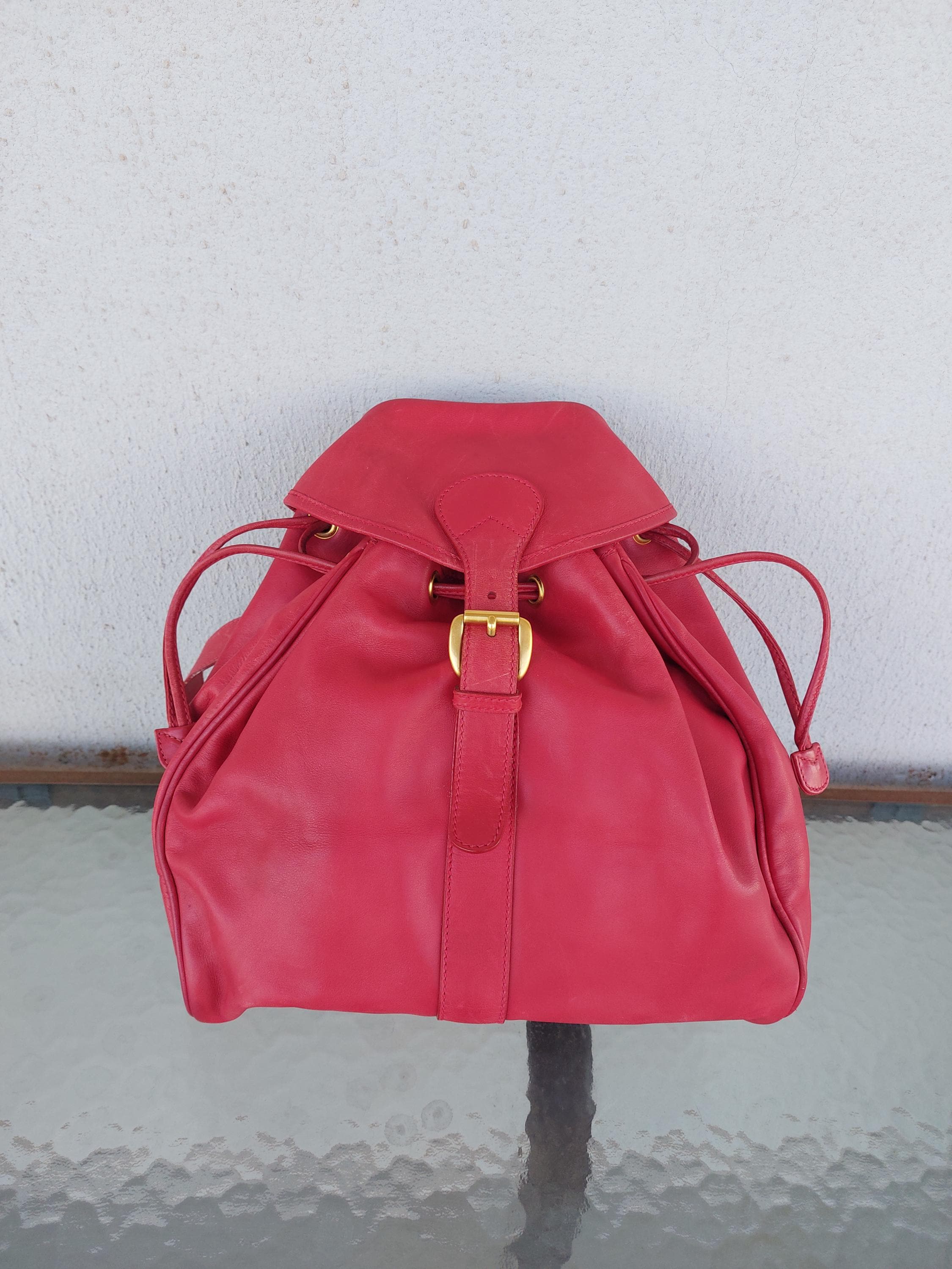 GUCCI Authentic Red Leather Backpack Gucci Soho Interlocking G 536192 Women main image 4