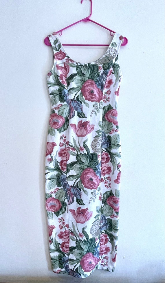 Early 1990's Floral Rampage Wiggle Dress // !!Hot 