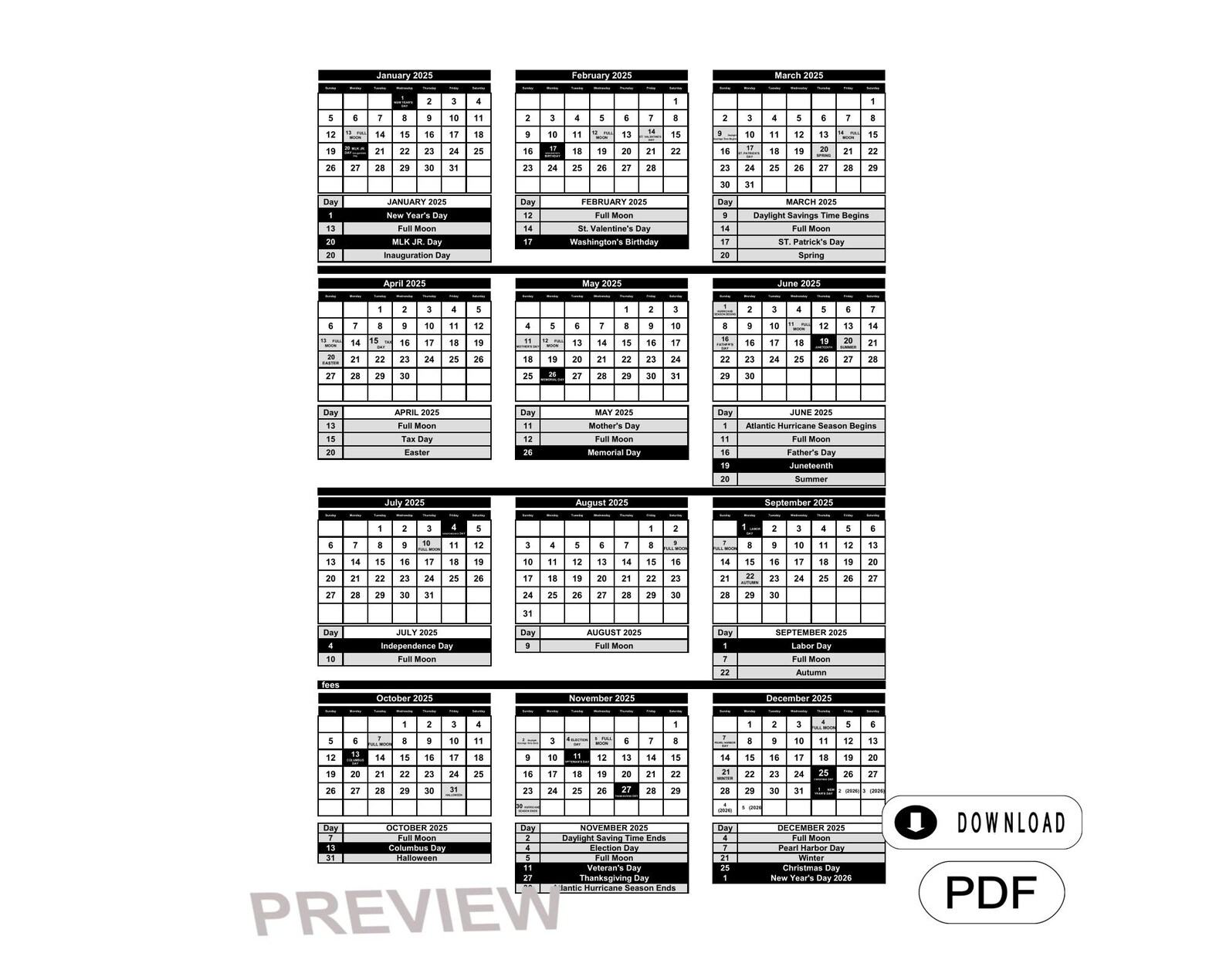 Printable 2025 Calendar PDF With Teddy Bear Theme - Etsy