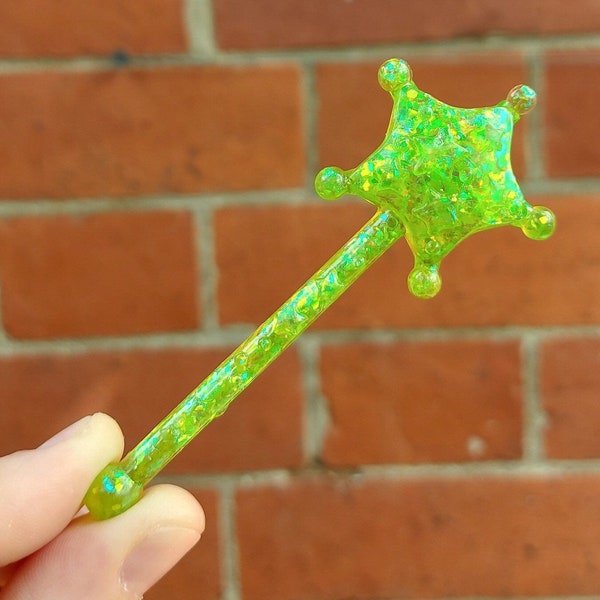 Ectoplasm Princess Wand Glitter Necklace/hair clip/brooch! G1 Vintage My Little Pony MLP magic resin Green