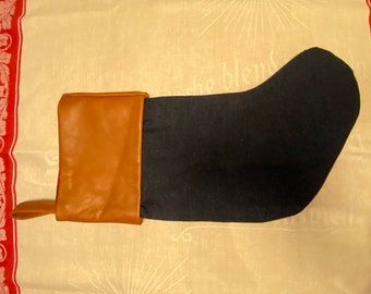 Christmas Leather and denim stocking