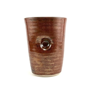 Pottery Dimple Tumbler, 12oz Handmade Pottery Dimple Cup, Handmade Ceramic Cup with Finger Indentations (Ancient Copper) Handmade Gifts