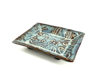 Morning Glory Handmade Stoneware Ceramic Soap Dish