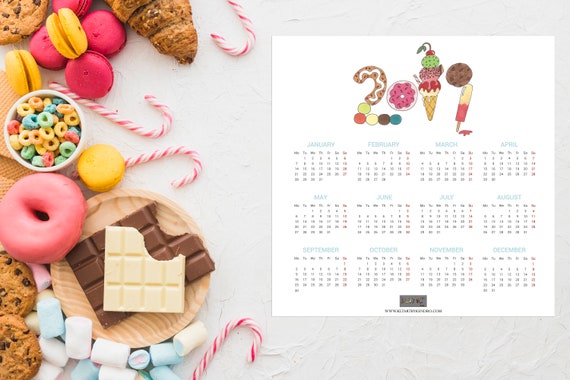 year end sale 2019 sweet treats 12 month poster calendar etsy