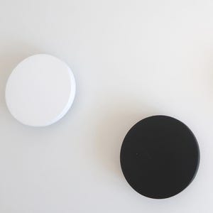 Large Round Cabinet Knob, Modern Wooden Furniture Knob, Black or White, Minimalist Statement Hardware