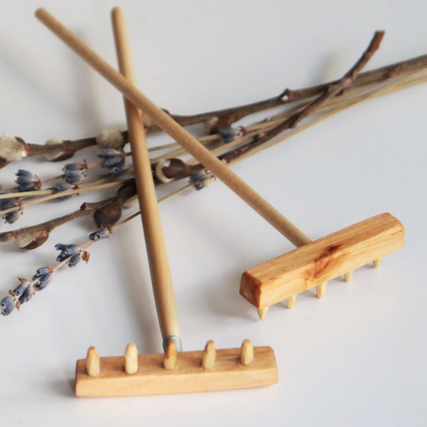 Wooden Rake for Mini Zen Garden, Mini Zen Rake, Wood Garden Tools Miniature