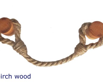 Items Similar To Nautical Drawer Handle Oak Wood And Jute Rope