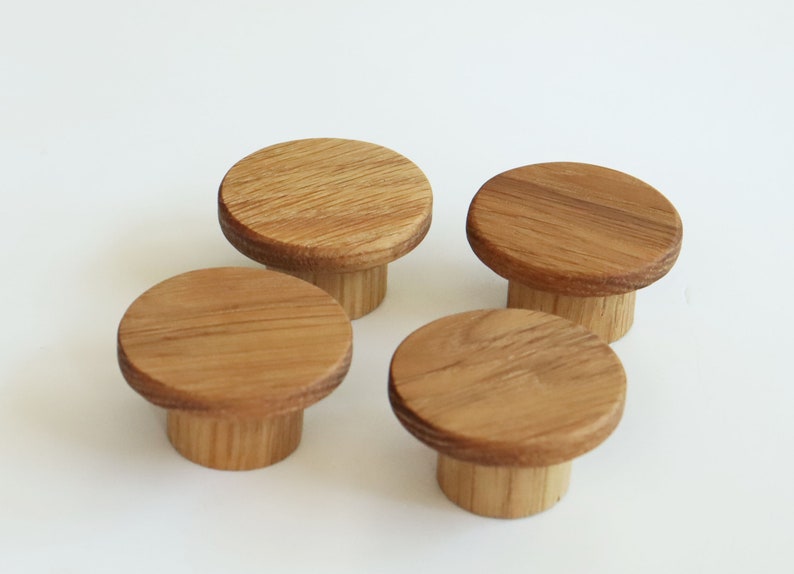 Set of 2 Modern Knobs Oak Wood Small Drawer Knobs Etsy