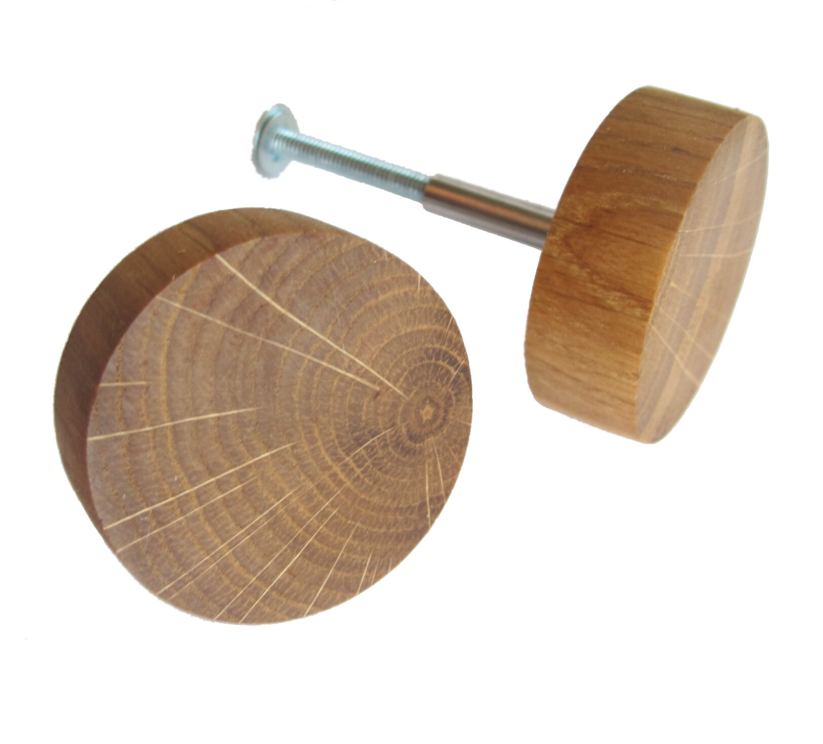 Oak Wood Drawer Knobs Set of 2 Wooden Knobs Rustic Etsy