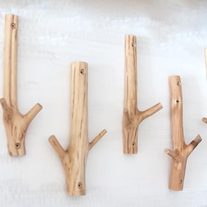 Real Oak Branch Wall Hook, Double Decorative Hook, Wooden Wall Hook