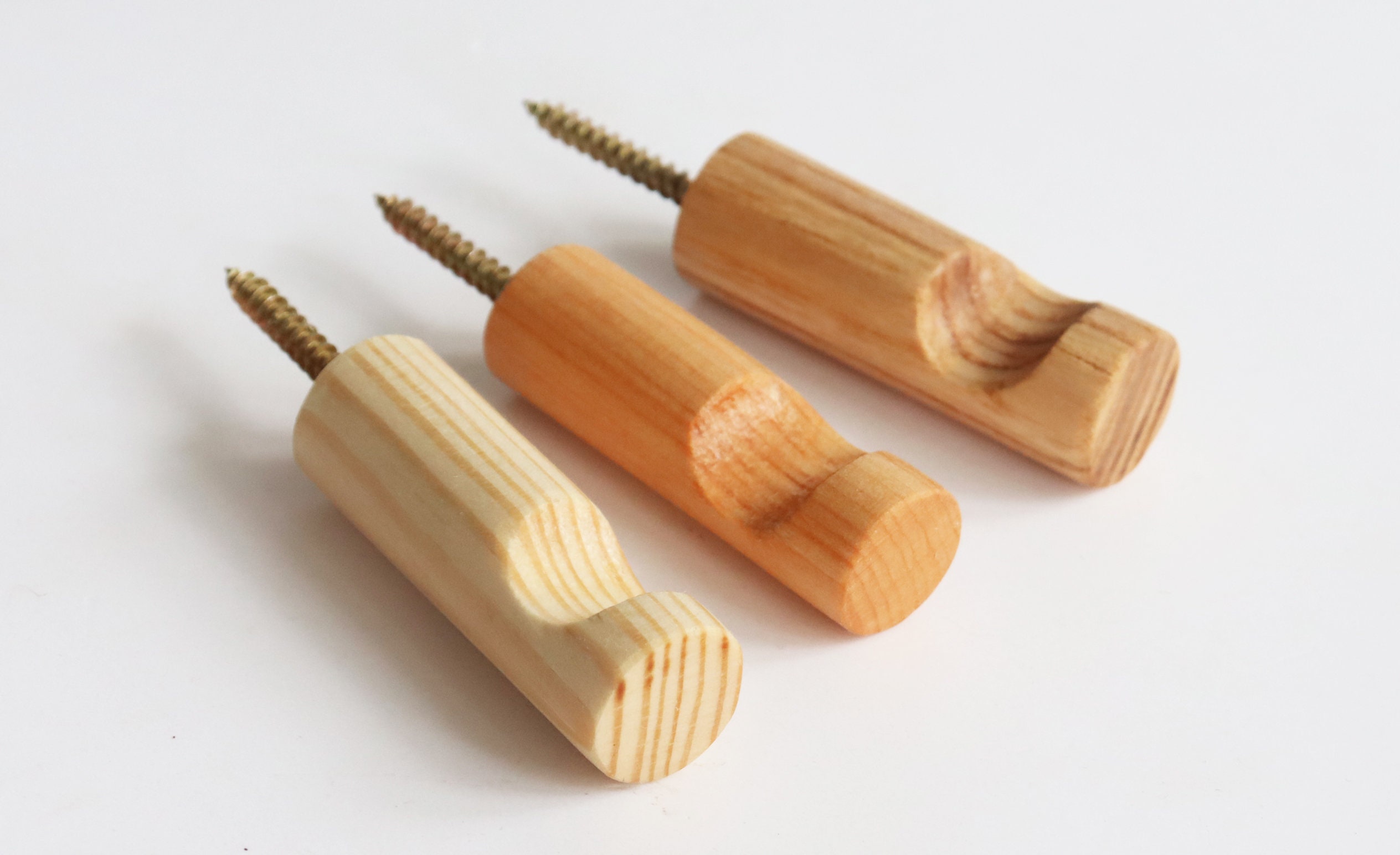 Set of 2 Small Towel Hooks Wood Wall Hooks Etsy