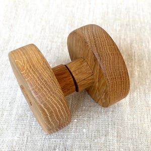 Solid Oak Double Sided Door Handle - Minimalist Round Wood Pull