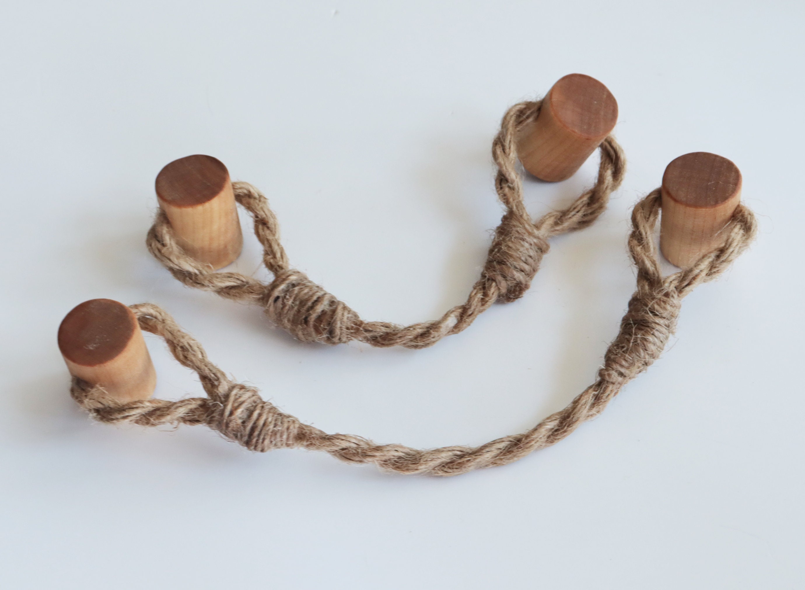 Nautical Drawer Handle Wood and Jute Rope Pulls Etsy