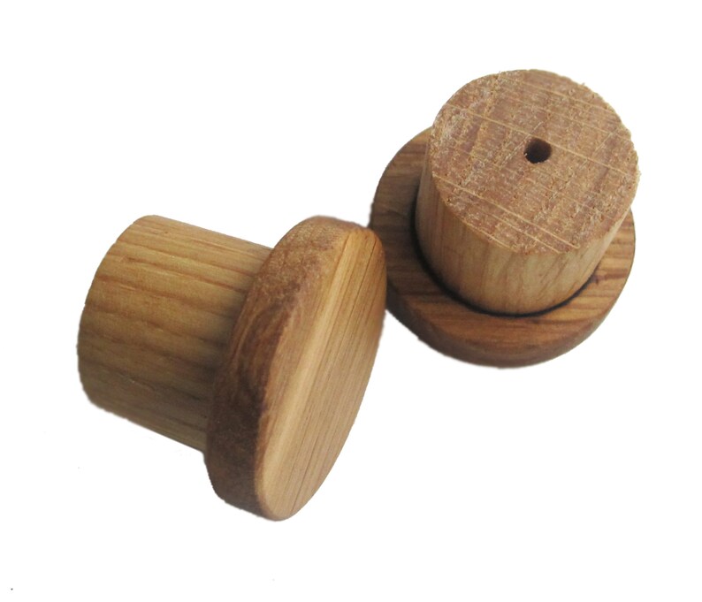 Round Wooden Drawer Pulls Set of 2 Modern Cabinet Knobs Oak Wood Drawer Knobs