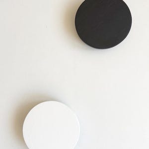 Black White Wall Hooks Set, Large Wooden Wall Knobs, Japandi Decor