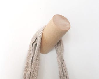 Natural Birch Wall Hooks Set of 2 – Minimalist Wooden Peg Hooks, Unfinished or Painted