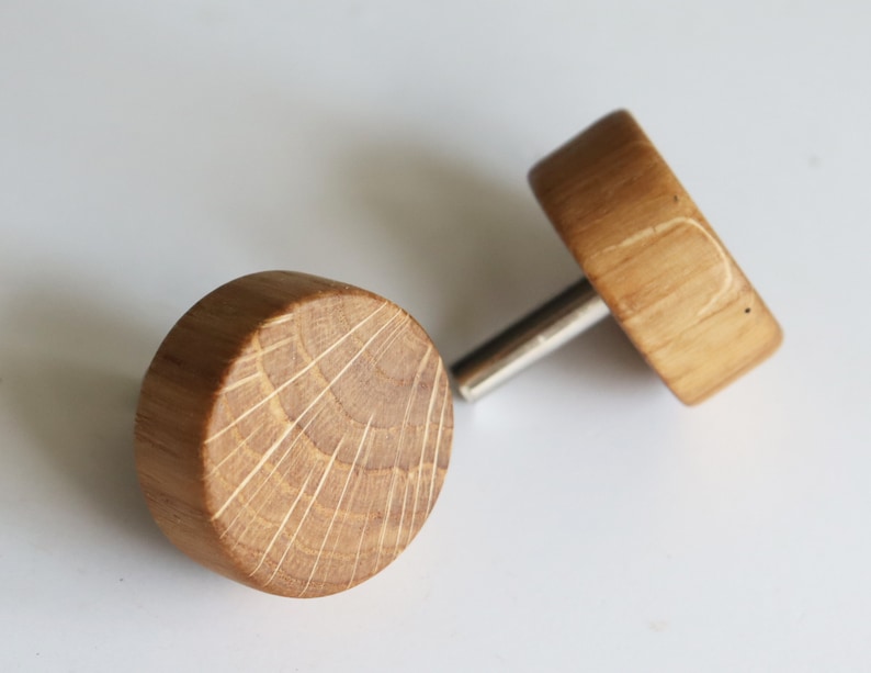 Oak Wood Drawer Knobs Set of 2 Wooden Knobs Rustic Etsy