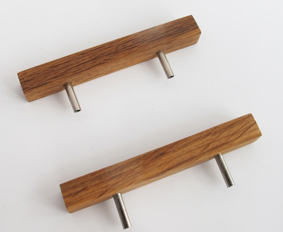 Wooden Drawer Pulls 2 Oak Wood Drawer Handles Modern Cabinet Pulls