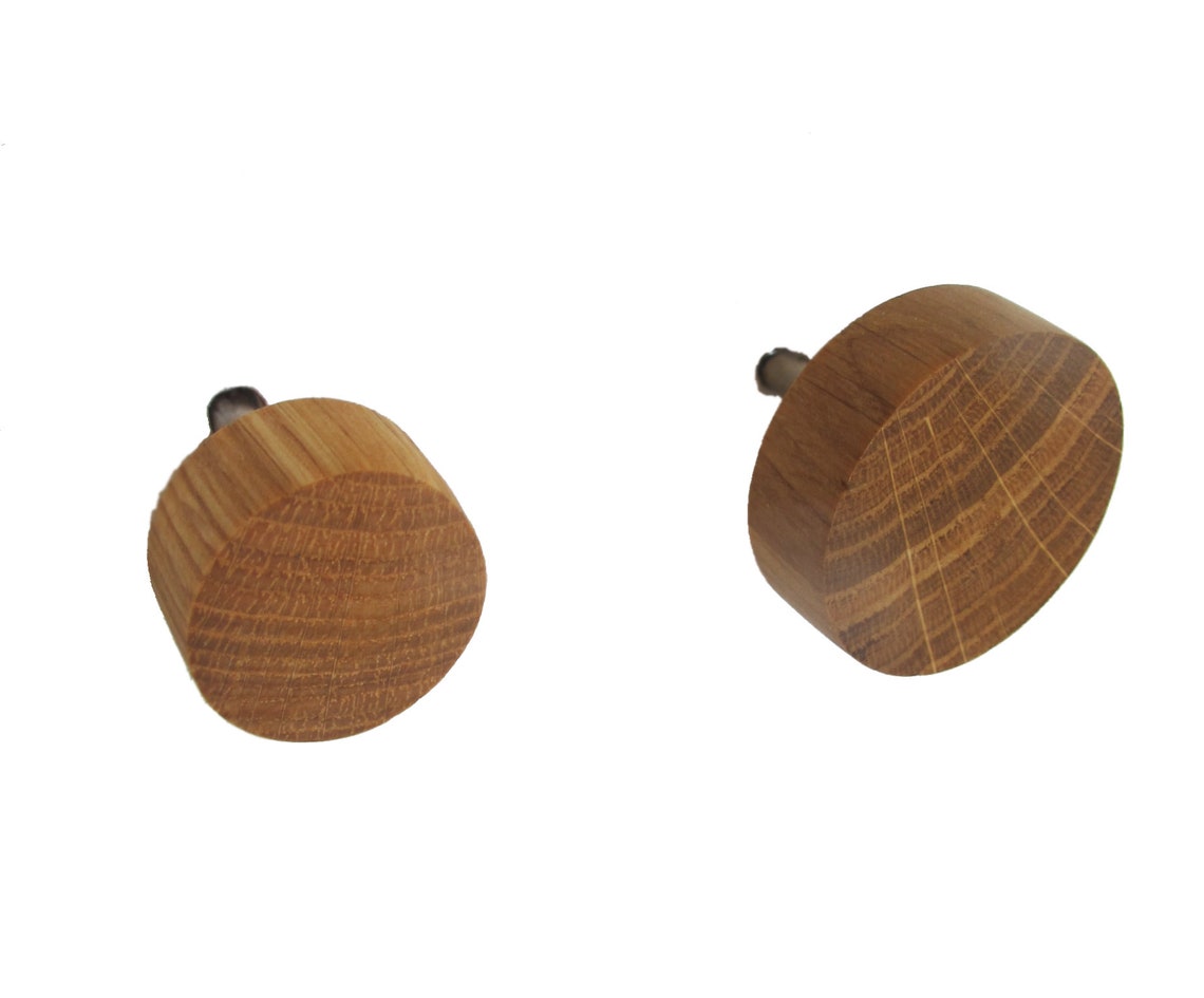 Oak Wood Drawer Knobs Set of 2 Wooden Knobs Rustic Etsy