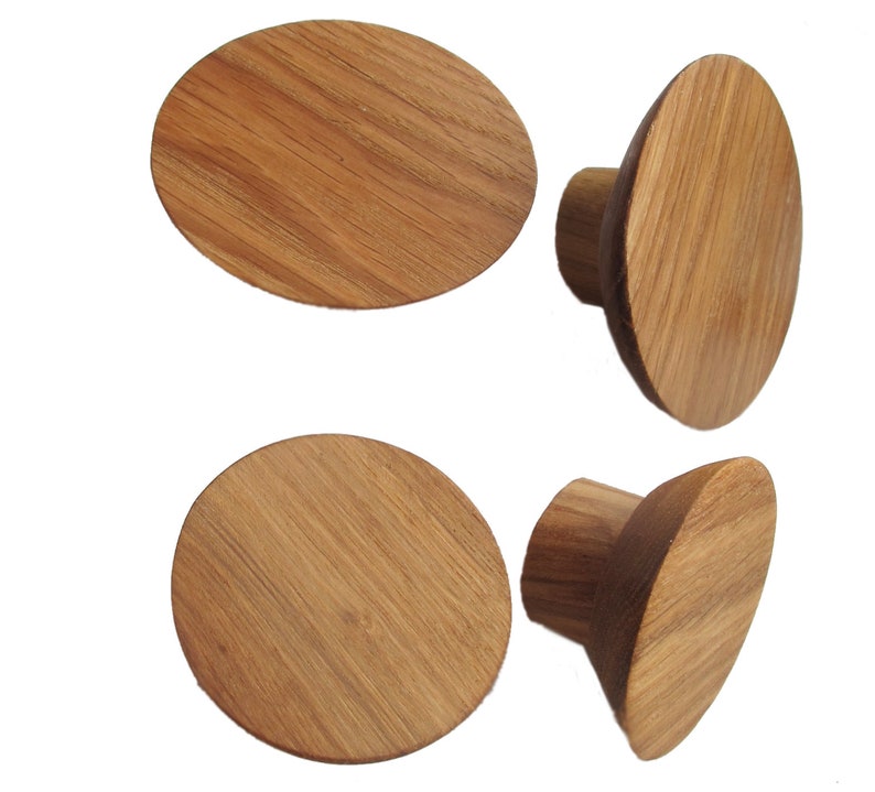 Round Wooden Drawer Pulls Set of 2 Modern Cabinet Knobs Oak Wood Drawer Knobs
