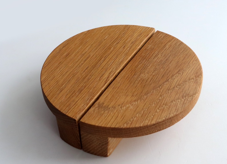 Round Wooden Drawer Pulls Set of 2 Modern Cabinet Knobs Oak Wood Drawer Knobs
