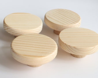 Rustic Wooden Drawer Knobs, Pair Pine Wood Cabinet Knobs, Wooden Drawer Pulls