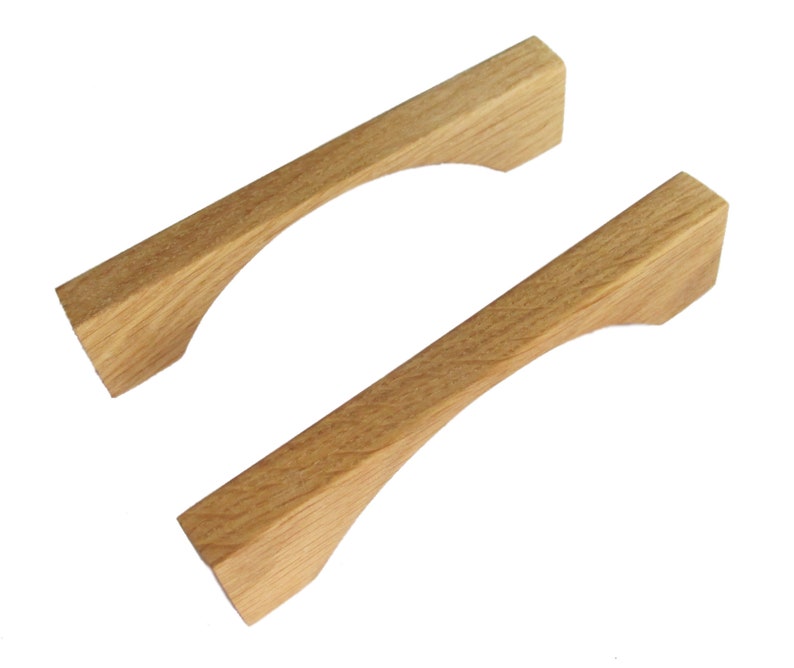 Modern Pulls 2 Oak Wood Drawer Handles Wooden Drawer Etsy