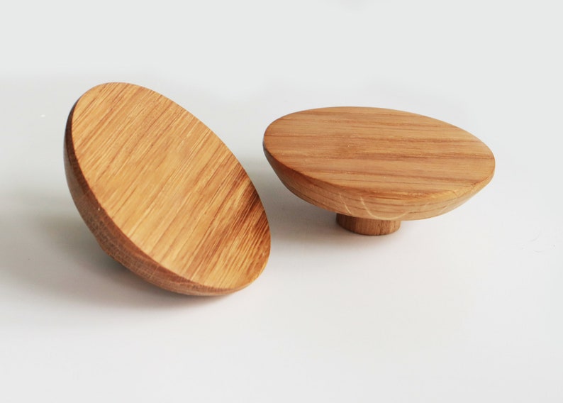 Large Round Wooden Knobs 3.1 Set of 2 Modern Etsy