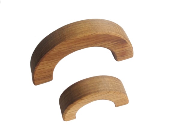 2 Cabinet Drawer Handles Oak Wood Drawer Knobs Modern Wooden Draw Pulls