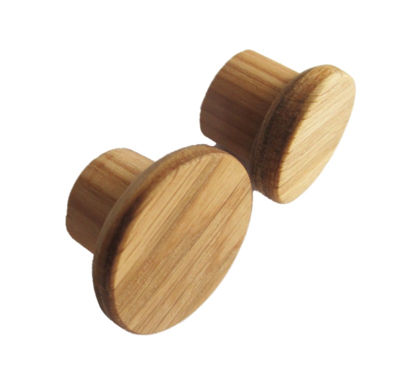 Round Wooden Drawer Pulls Set of 2 Modern Cabinet Knobs Oak Wood Drawer Knobs