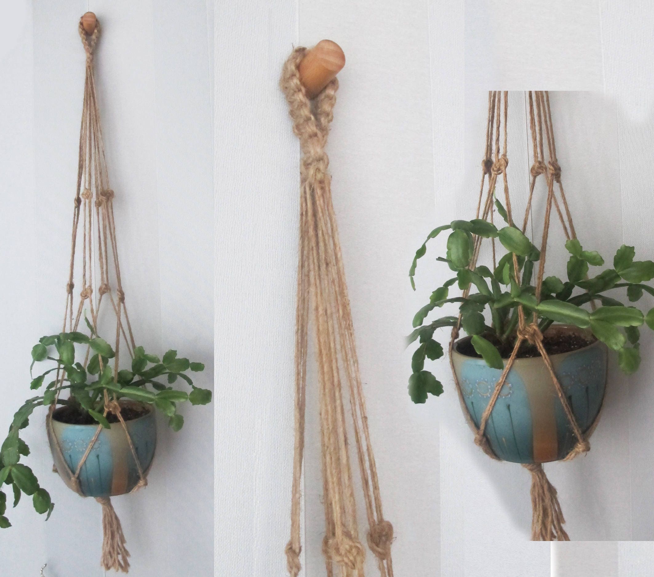 Rustic Plant Hanging 27in Small Macrame Plant Hanger Jute