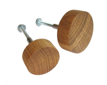 Oak Wood Drawer Knobs, Set of 2 Wooden Cabinet Knobs, Rustic Drawer Pulls