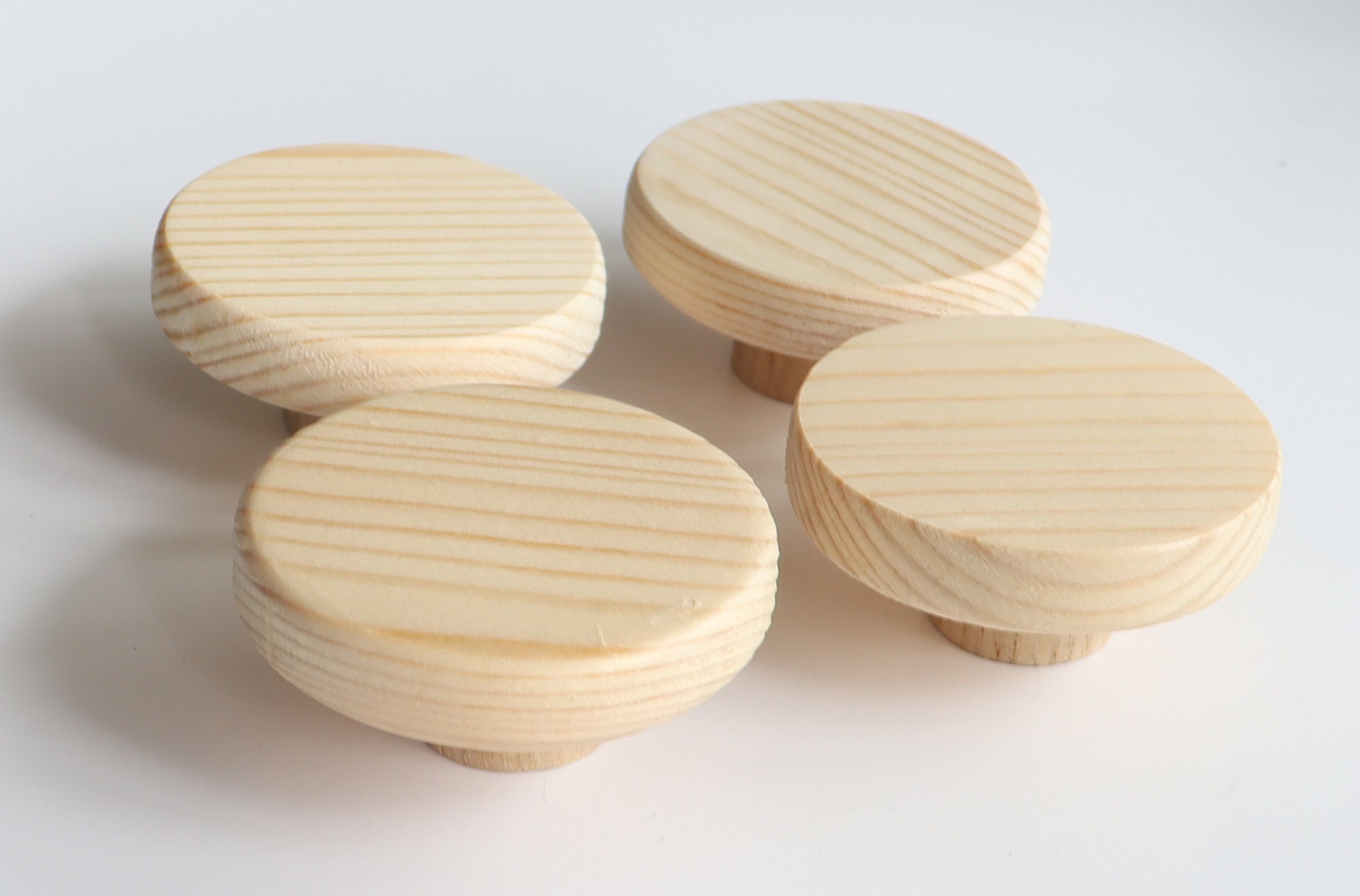 Pine Wood Drawer Knobs Set of 2 Round Wooden Knobs Etsy